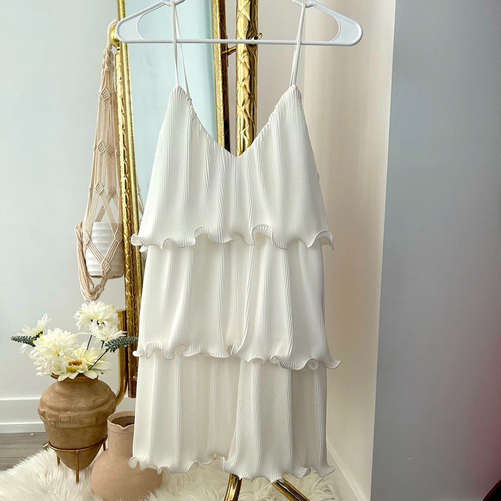 Tiered Flowy White Mini Dress